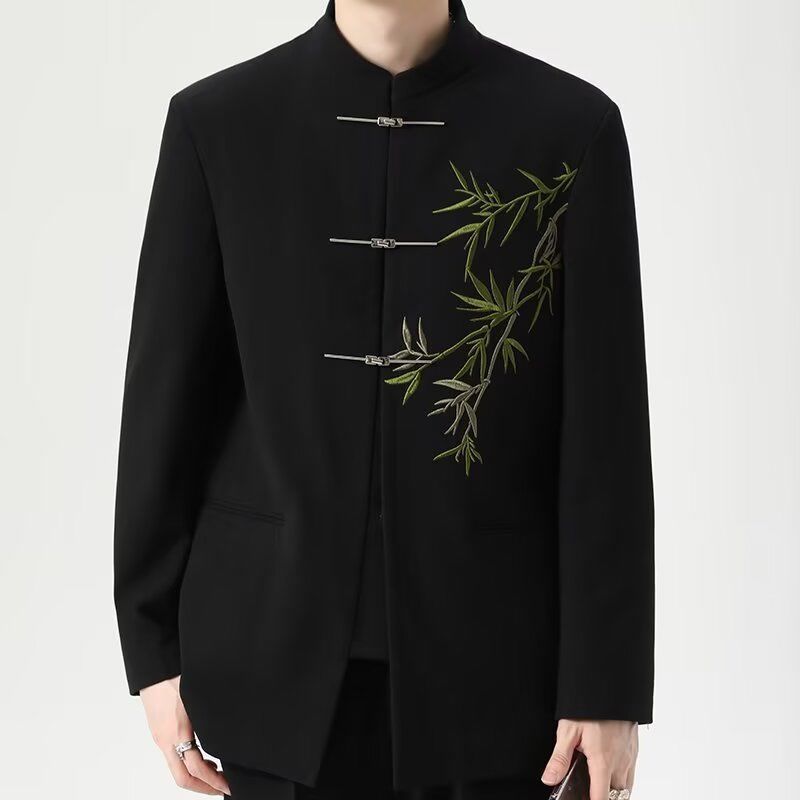 新中式男装中山装西服套装新郎结婚西装礼服敬酒服复古唐装中国风