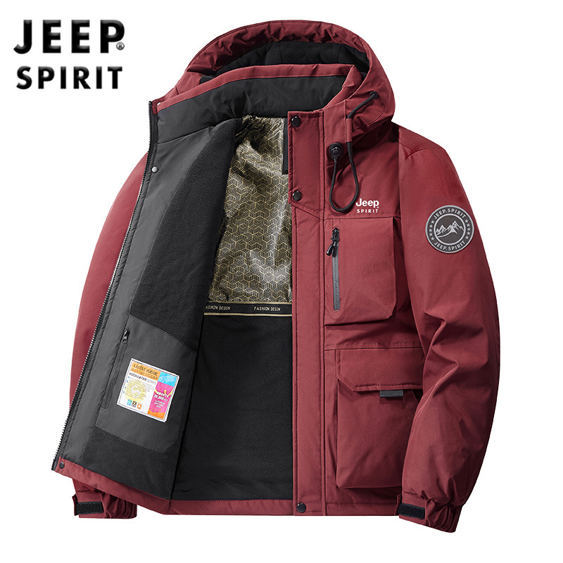 JEEP吉普2025男装夹克棉服秋冬季连帽户外工装保暖外套棉衣99668|undefined