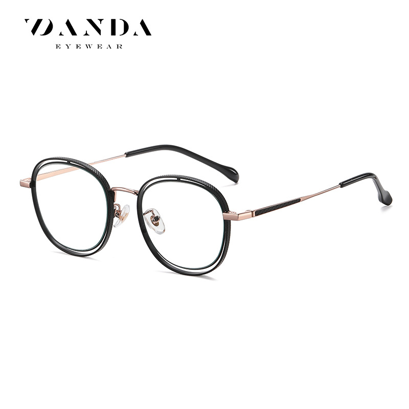 Nueva miopía gafas marco hombres y mujeres mismo marco redondo gafas lisas JS8602 metal personalidad hueco anti-azul gafas de luz