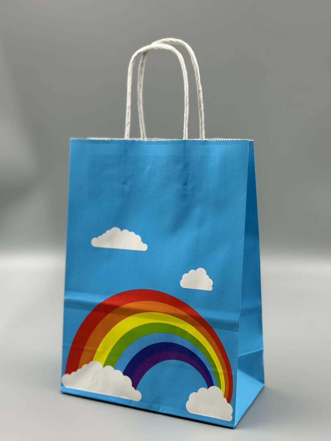 Transfronterizo Nuevo Arco Iris bolsa de embalaje de papel Kraft tuerca snack regalo embalaje bolsa de papel leche té ropa regalo portátil