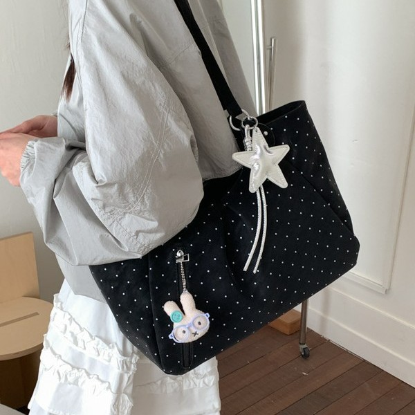 Cross-Border Retro Polka Dot Preppy Tote Bag For Women 2026 New Fashion Versatile Large Capacity Shoulder Bag - Thumbnail 2