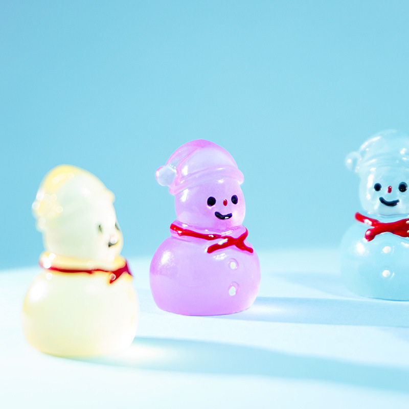 Escena de nieve pequeños adornos muñeco de nieve luminoso Navidad nuevo lindo muñeco de nieve luminoso micro paisaje accesorios de decoración de escritorio