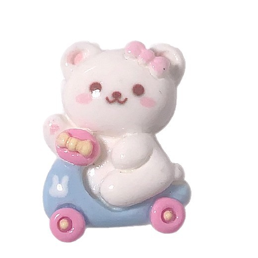 Guitarra de dibujos animados Pequeño Oso Blanco DIY accesorios de resina crema pegamento horquilla accesorios para el cabello teléfono móvil Shell taza pegatinas materiales hechos a mano, etc.