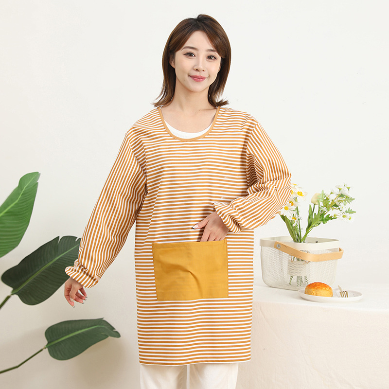 Cocina casera de estilo coreano delantal de cocina de manga larga de las mujeres lindas de alta gama ropa de trabajo antiincrustante para el trabajo y la restauración de la cintura