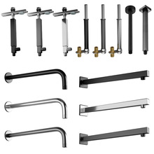 暗装入墙式花洒配件连接杆淋浴管顶喷臂杆弯管吊顶杆方形圆形配件