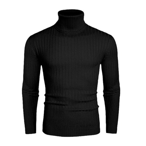 Fall/Winter Men's Turtleneck Sweater, Men's Thickened Vertical-Striped Base Layer, Korean-style Pullover Thermal Knitwear