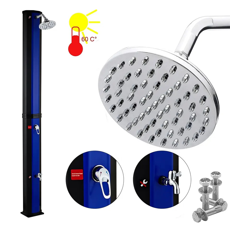 35L anti-UV plata soporte de ducha solar con válvula de interruptor flor de la piscina