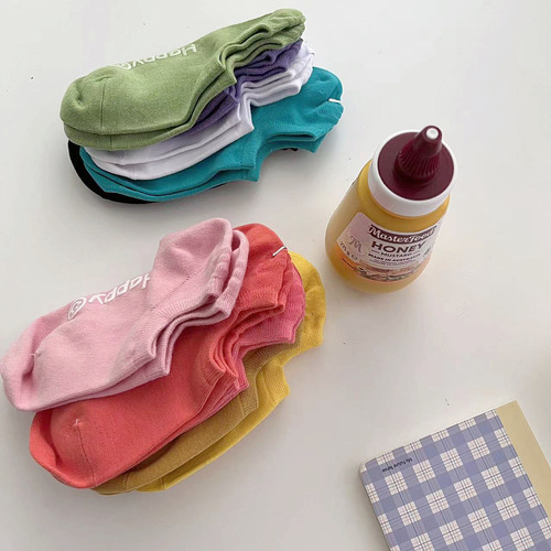 Spring and summer new style smiling face short-tube boat socks for women summer thin low-cut shallow mouth sweat-absorbent breathable invisible boat socks