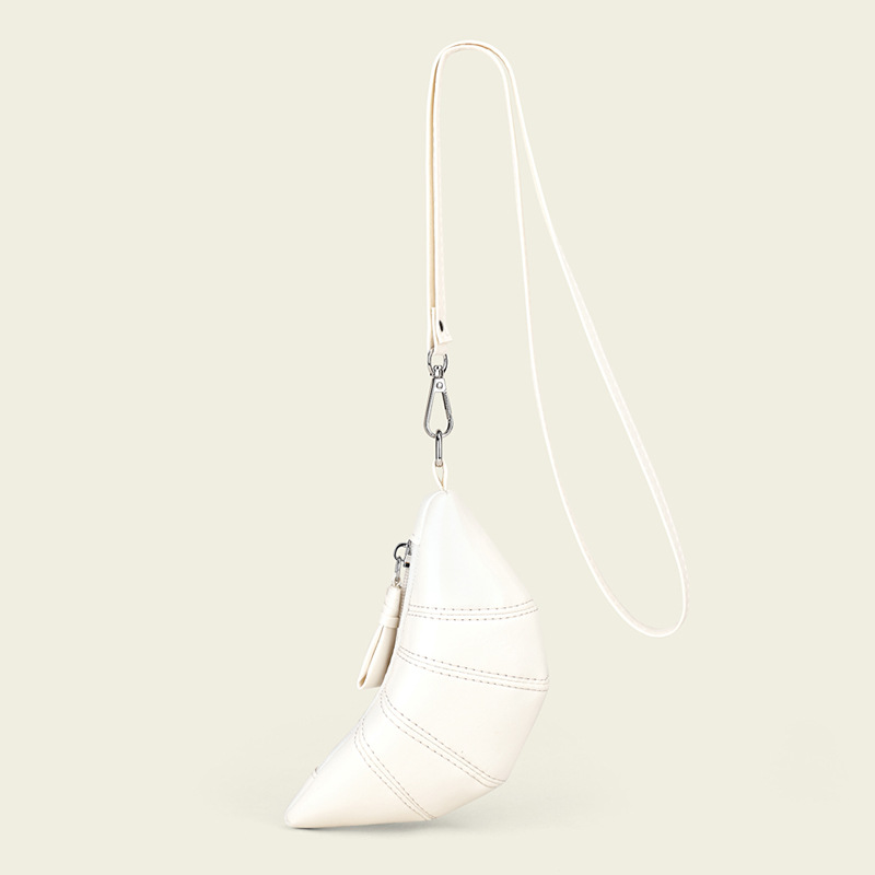 Bolso de croissant Kson 2024 nicho mini estuche para llaves retro lápiz labial bolsa para auriculares cuello colgante monedero decoración Xiaobai