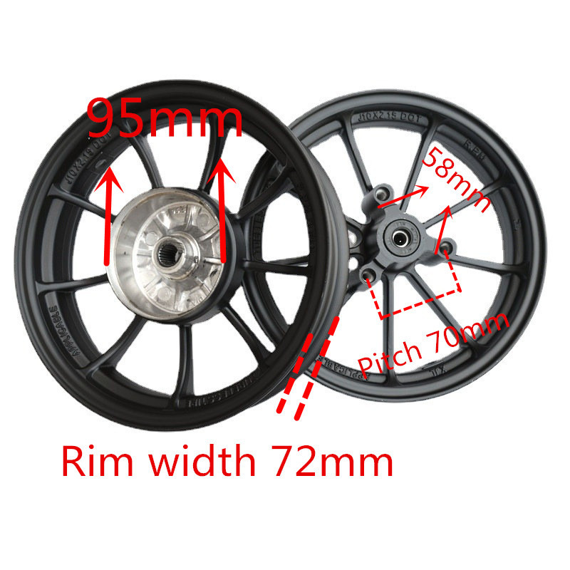 Hub, Motuoche Aluminum Wheel Rim - 10-inch-nine-claw-dio-50-disc-brake-all-black-set