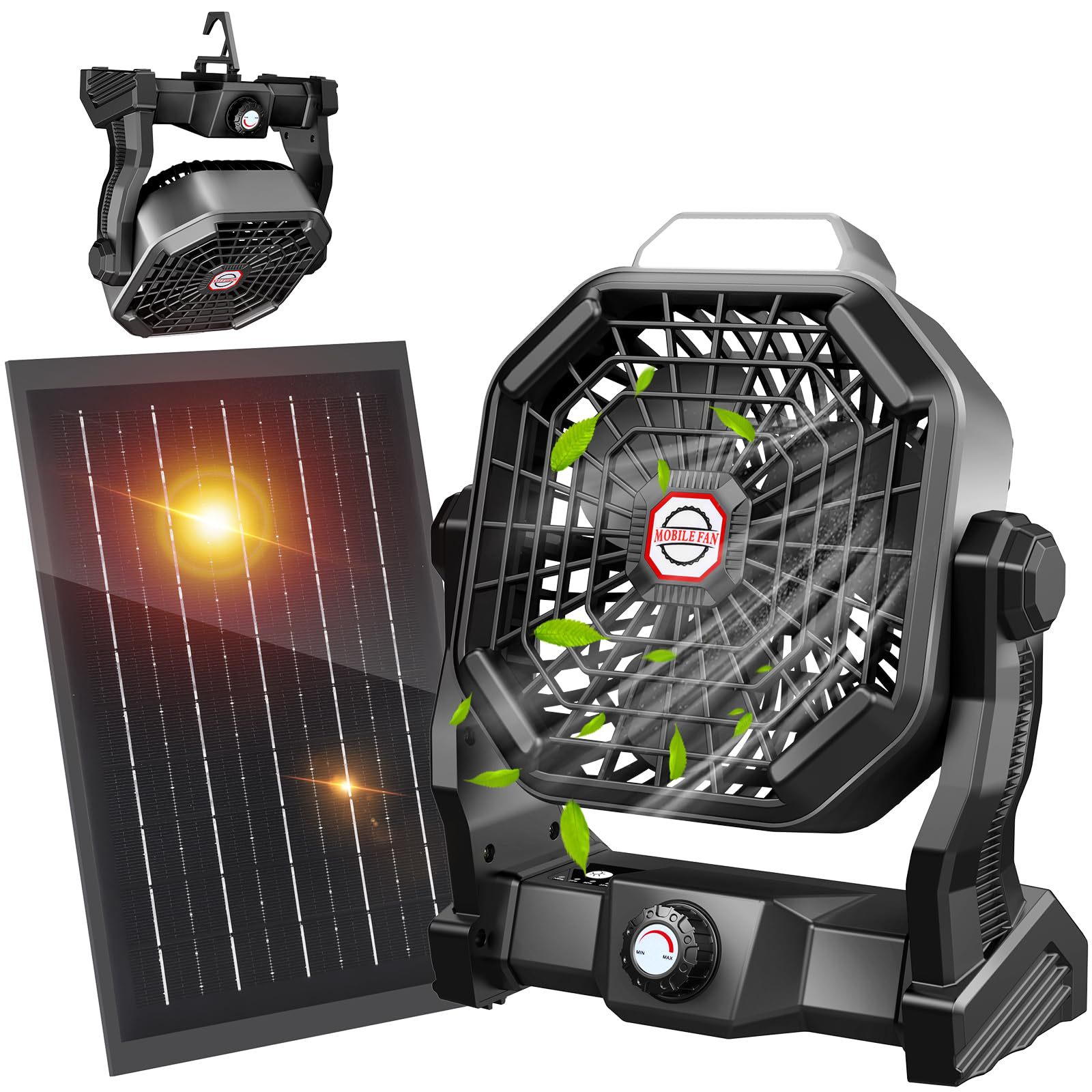 Lámpara Ventilador Solar de Camping 10400mAh 7W Recargable para Camping