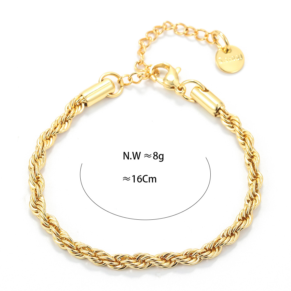 Nihaojewelry الجملة مجوهرات بسيطة تويست سلسلة الفولاذ المقاوم للصدأ سوار display picture 2