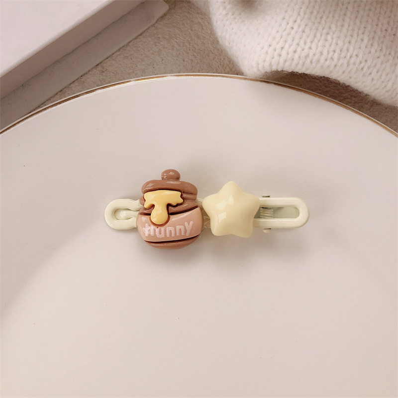 Caricatura serie de abrazaderas de abejas adorables jarras de miel de chicas estrellas de corazón lateral cabello roto peludo abrazaderas de cabello tocado