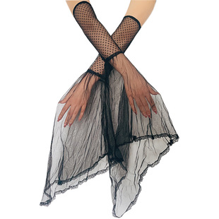 Cross-border Mesh Sex Gloves European and American Sexy Lace Sleeve 1920s Dancing Party Halloween Costume Accessories