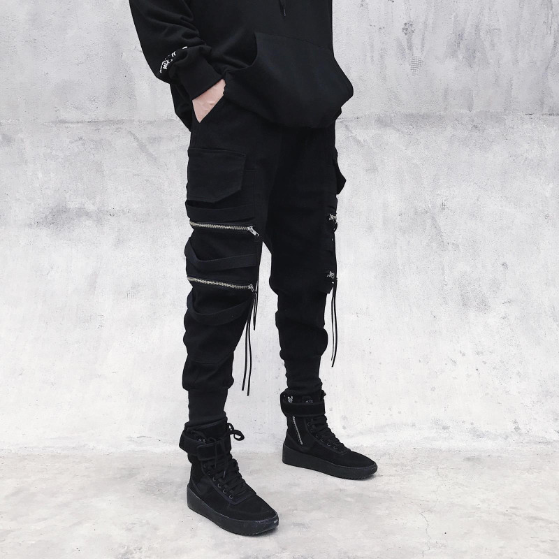 Overalls Men's Foot Bundled Korean Fashionable American Style Street Loose bf Fashionable Brand hiphop Hip Hip Hop Pants