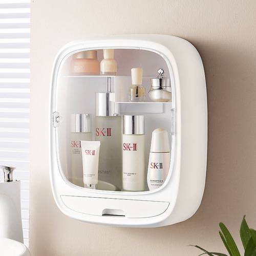 Bolan cosmetics storage box wall-mounted bathroom punch-free dust-proof bathroom toilet washstand storage rack