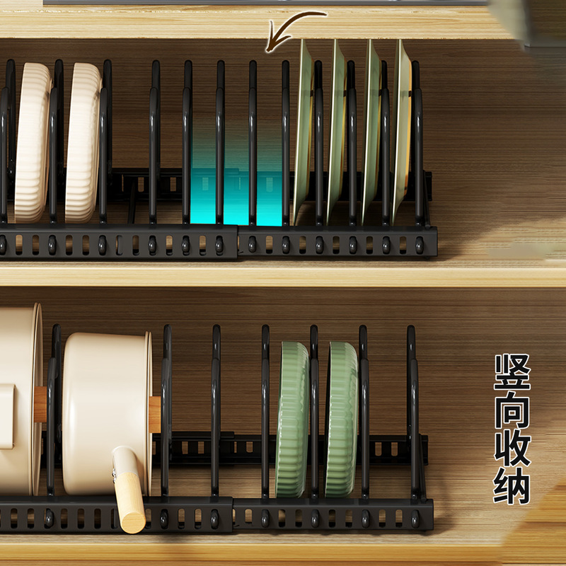 厨房置物架可调节伸缩橱柜内锅具厨具收纳放锅架餐具碗碟架锅盖架|undefined