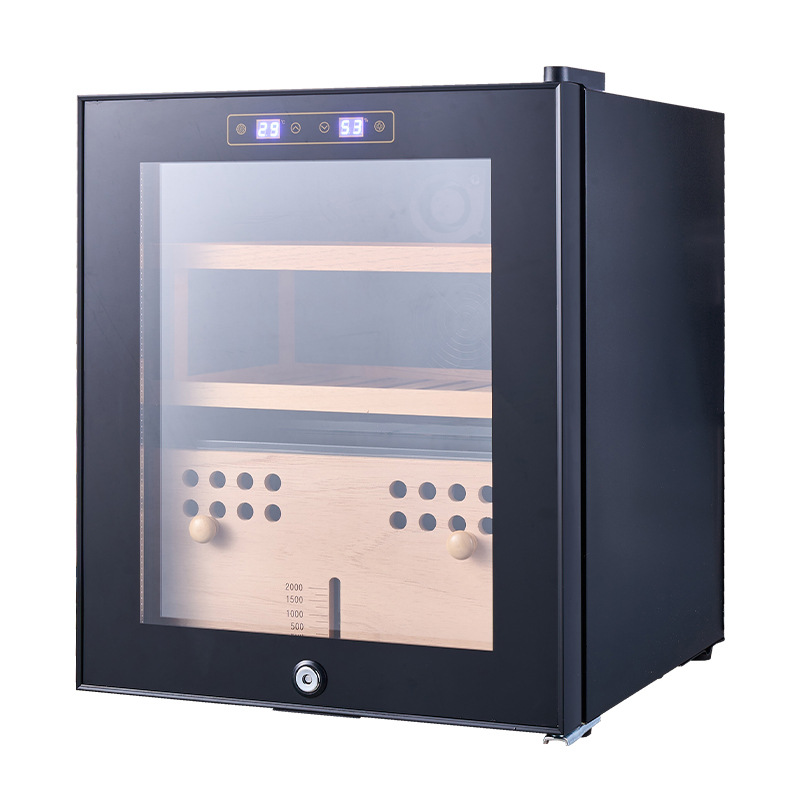 48L pequeño gabinete de cigarro doméstico control de humedad control de temperatura compresor gabinete de tabaco y vino de madera de cedro gabinete de temperatura constante y humedad constante refrigerado por aire