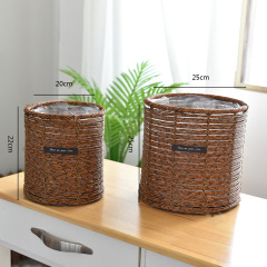 Handcrafted Wicker-Style Rattan-Imitation Storage Basket for Living Room, Balcony, and Home Use; Hotel-Decorative Flower Pot Cover
