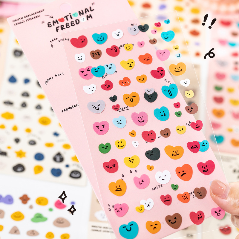 Emoticon Stickers for Free Expression, Cute and Soft Patterns for DIY Journal Decoration Materials