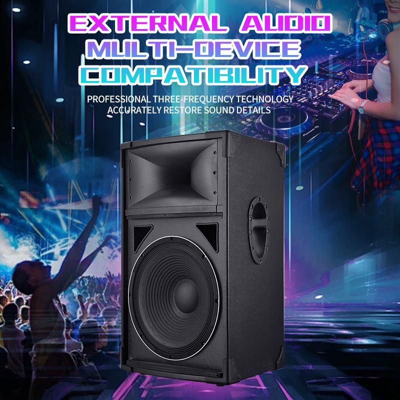 Actuación de escenario profesional transfronteriza sonido de 15 pulgadas reuniones familiares de fiesta de baile cuadrado altavoces de madera de alta potencia