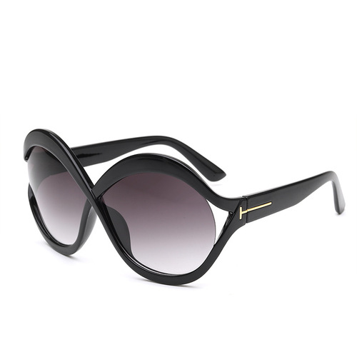 Stylish Hollow-Out Sunglasses for Women: European & American-Style Oversized Frame Cross Design, Perfect for Outdoor Sun Protection – Available on Xiaohongshu