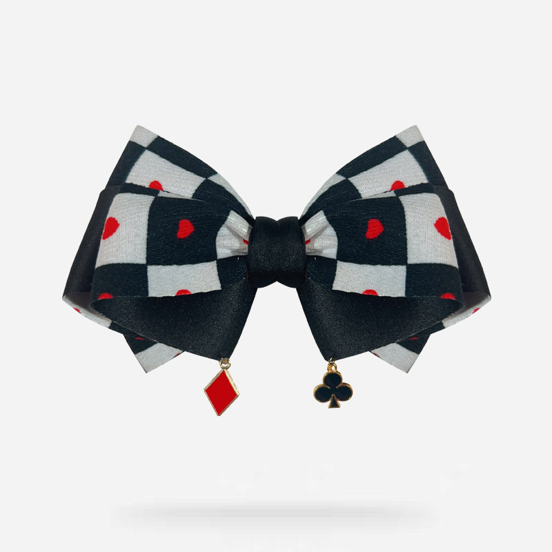 Personalidad transfronteriza estilo negro y blanco tablero de ajedrez Gins estilo de póquer corbata mujer y hombre corbata broche de arco de alta calidad image 1