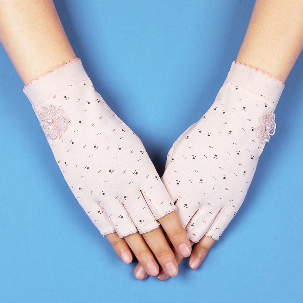 Guantes de protección solar con los dedos descubiertos, mujeres delgadas, conducción de verano, ciclismo, antideslizante, antiultravioleta, recolección de té, manicura, guantes de medio dedo