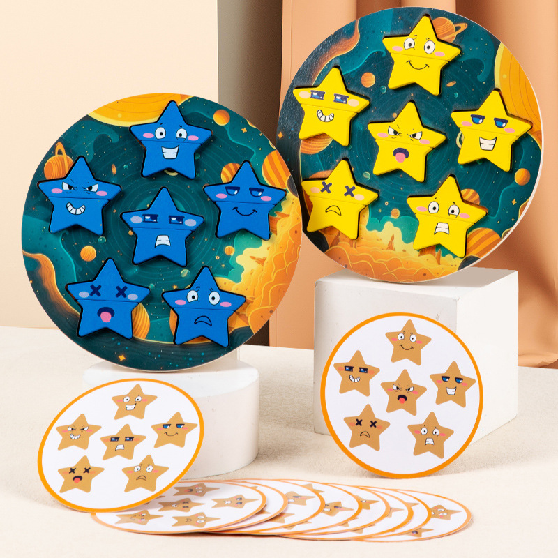 New Expression Matching building blocks wooden children's educational parent-child interactive game fun face-changing battle puzzle toys