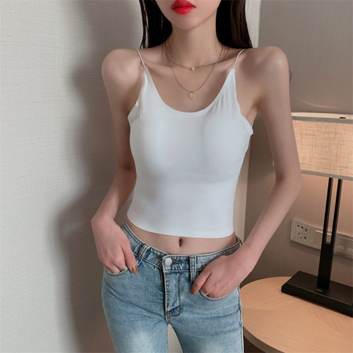 Ice Silk Beautiful Back Tube Top Wear Summer Sexy Big Backless One-piece Wrapped Breast Strap Padded Anti-Leaking Seamless Underwear