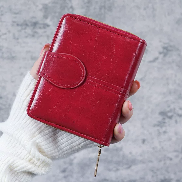 2025 Cross-Border New Short Wallet Women's Oil Wax Leather Vintage Coin Purse Clasp Coin Bag Ladies' Small Wallet
