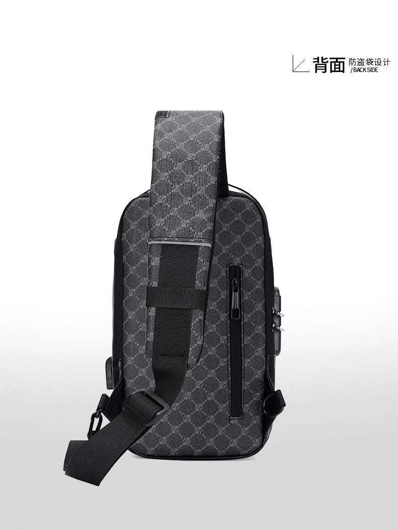 Men's chest bag, crossbody bag, anti-theft password lock, single-shoulder backpack, best-selling water-resistant storage bag, outdoor chest bag undefined