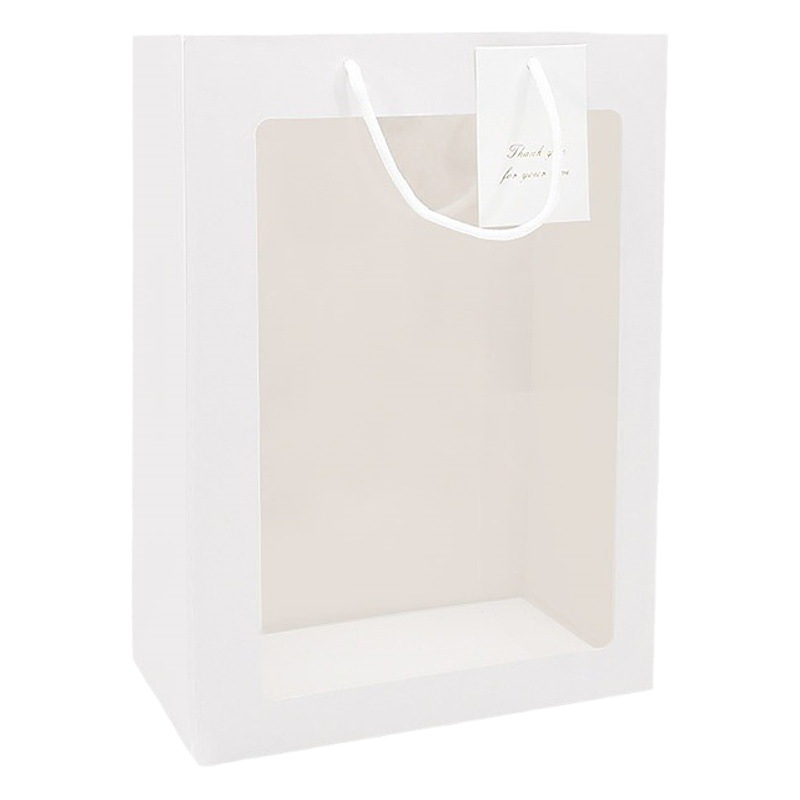 Bolso de ventana abierta Bolsa de ventana transparente de pvc Bolsa de embalaje de ramo de regalo cuadrado Bolsa de regalo de vacaciones al por mayor