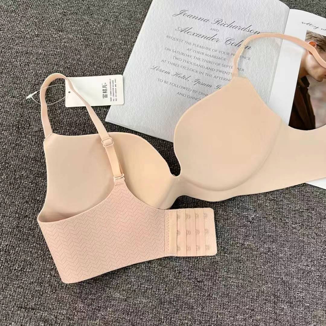 Nuevo brillante de verano sin marcas cómodas copas gruesas ropa interior sexy desnuda sensación de bra contra el pecho bra anti-prolapso