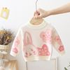 baby sweater girl Socket Plush thickening 2022 winter new pattern Children Sweet Nubao rabbit Sweater