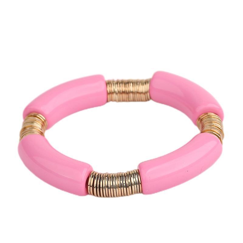Daily Occasion Acrylic Material Simple Style Classic Style Round Arylic Metal Beaded Bracelets Wholesale