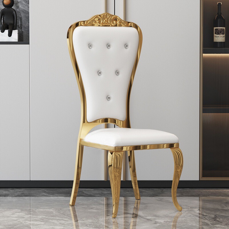Light Luxury Stainless Steel High-End Microfiber Leather Home Dining Chair High-End Banquet Hall Luxury Restaurant Hotel Dining Chair