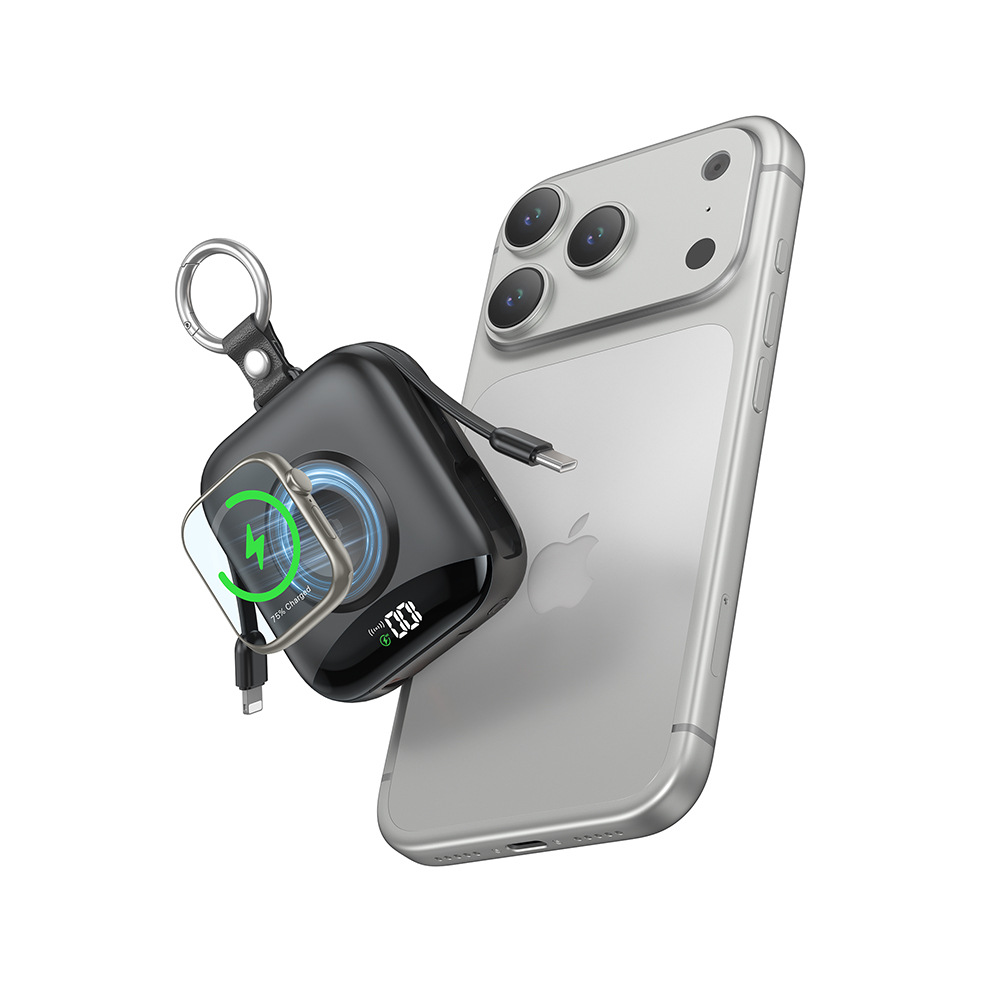 Cross-Border Bsci Certification Is Applicable to iWatch Watch Magnetic Wireless Power Bank with Built-In Cable Power Bank Customized Logo