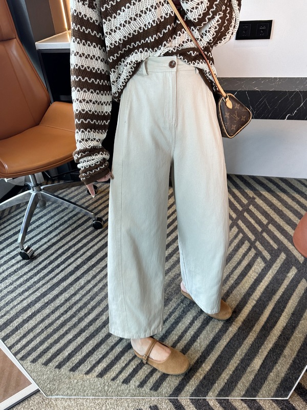 直腿梧桐裤！~小个子高腰直筒休闲裤女秋季新款九分宽松阔腿裤子|undefined
