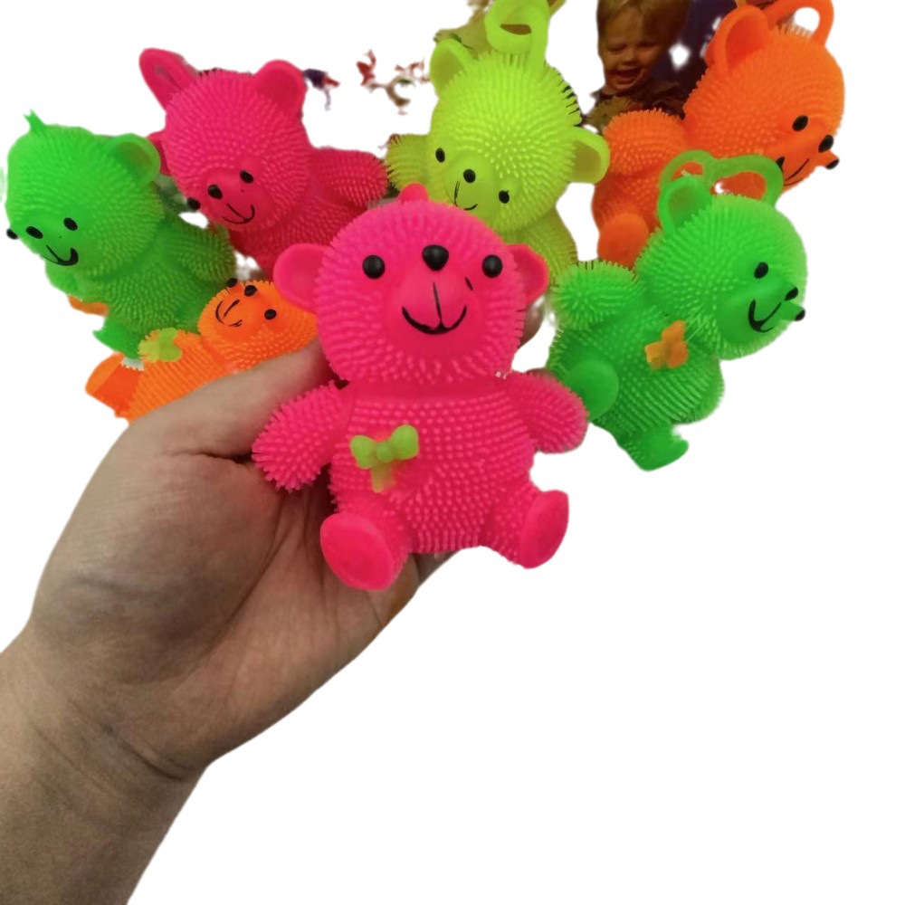 Animal de dibujos animados pellizco música elástico luminoso lindo oso de peluche flash bola de ventilación de descompresión puesto de regalo lote