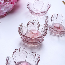 日式锤纹玻璃粉色樱花碗碟家用酱料碟小碟子ins风调料碗大量批发