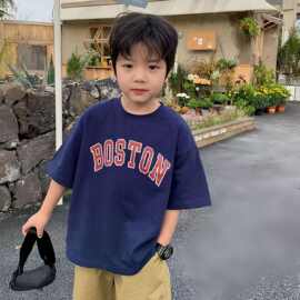 男童短袖T恤2025新款儿童夏季棉宽松上衣韩版百搭套头衫童装潮