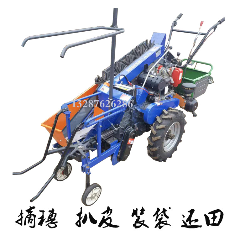 辽宁山地用玉米收获机 摘穗扒皮一次完成单行手扶玉米收割机