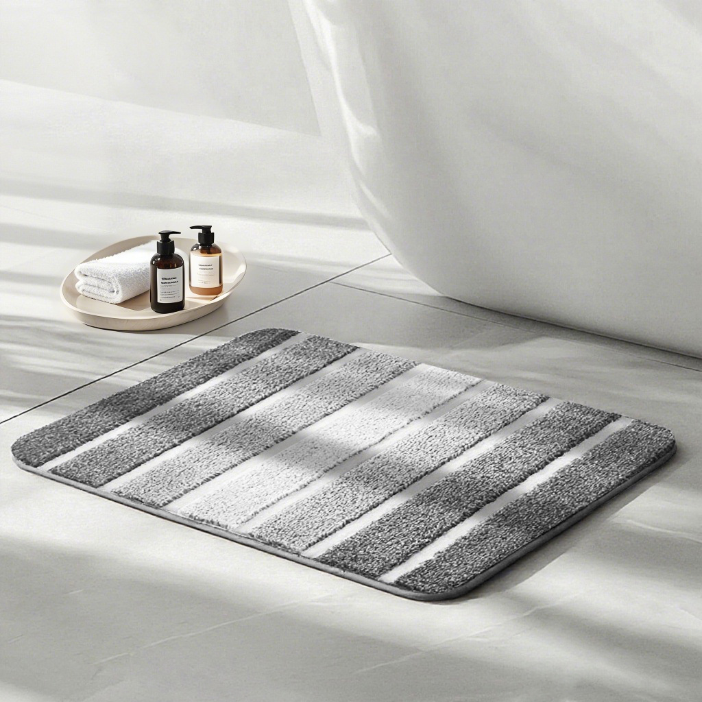 Cross-Border Gradient Stripesd Door Mat, Door Mat, Carpet, Simple Bathroom Bathroom Non-Slip Absorbent Foot Mat, Quick-Drying