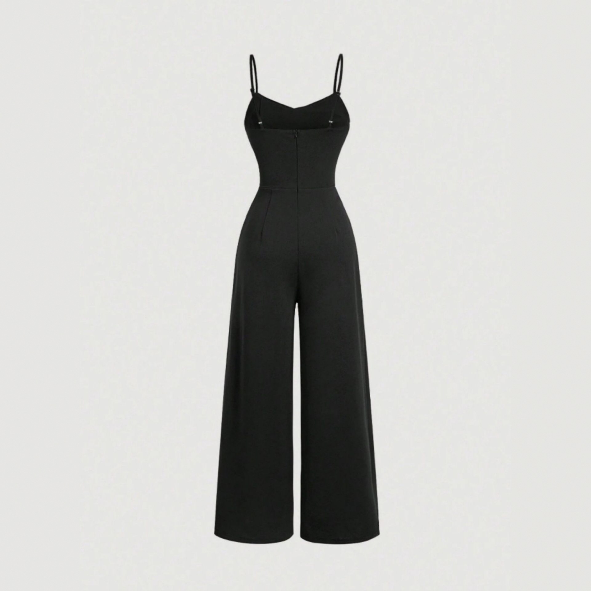 Zt6788 Temperament Commuting Sleeveless High Waist Jumpsuit Solid Color Wide Leg Pants for Women