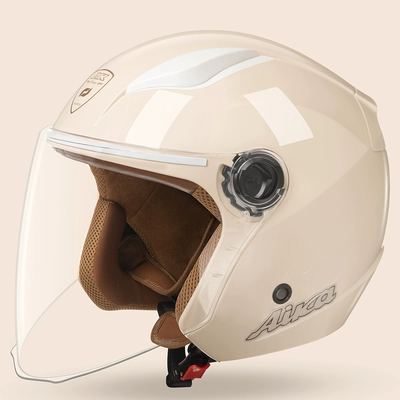 HBA electric car motorcycle 3C certification anti-fog helmet women's winter warm half helmet men's four seasons universal helmet (Motosiklet dəbilqələri) - one-size-fits-all-upgraded-class-a-3c-khaki-whitehd-abrasion-resistant-mirror