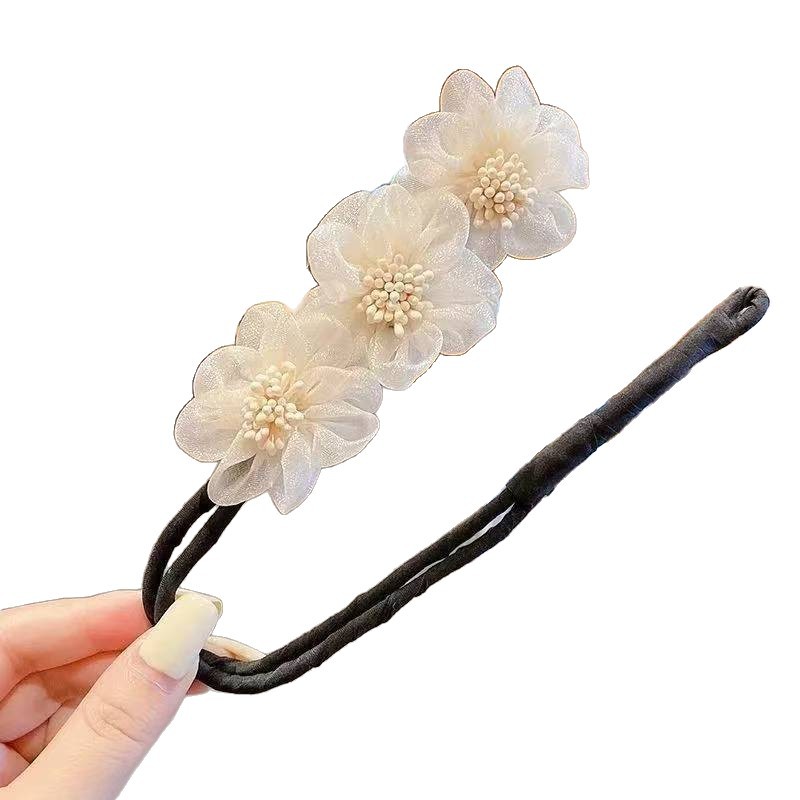 Dispela de cabello nuevo artefacto de cabello trenzado perezoso dulce novia flor Dispela de cabello todo fósforo albóndiga corbata de cabeza artefacto de cabello Han