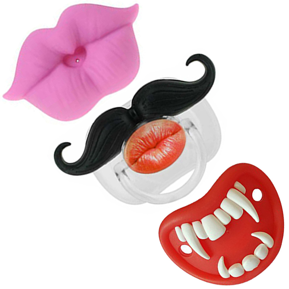 Manufacturer Wholesale Baby Soothing Pacifier, Funny Silicone Pacifier with Lips and Beard, Creative Style for Infants and Children
