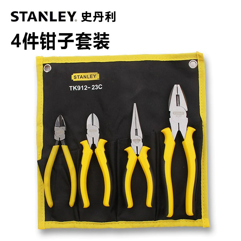 Набор плоскогубцев Stanley из 4 предметов, плоскогубцы, плоскогубцы с игольчатыми носами, плоскогубцы с диагональными носами, плоскогубцы для воды, комбинация инструментов TK912-23C