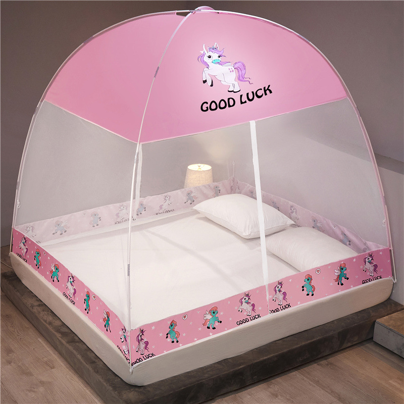 Instalación gratuita de mosquiteros de yurta, mosquiteros domésticos de doble puerta para niños, mosquiteros plegables dobles, fábrica de dormitorios al por mayor